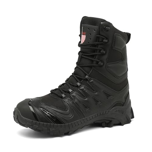 Men's Military Tactical Combat Boots with Side Zipper Casual Outdoor Mountaineering Trekking Commando Army Desert Jungle Backpacking Shoes