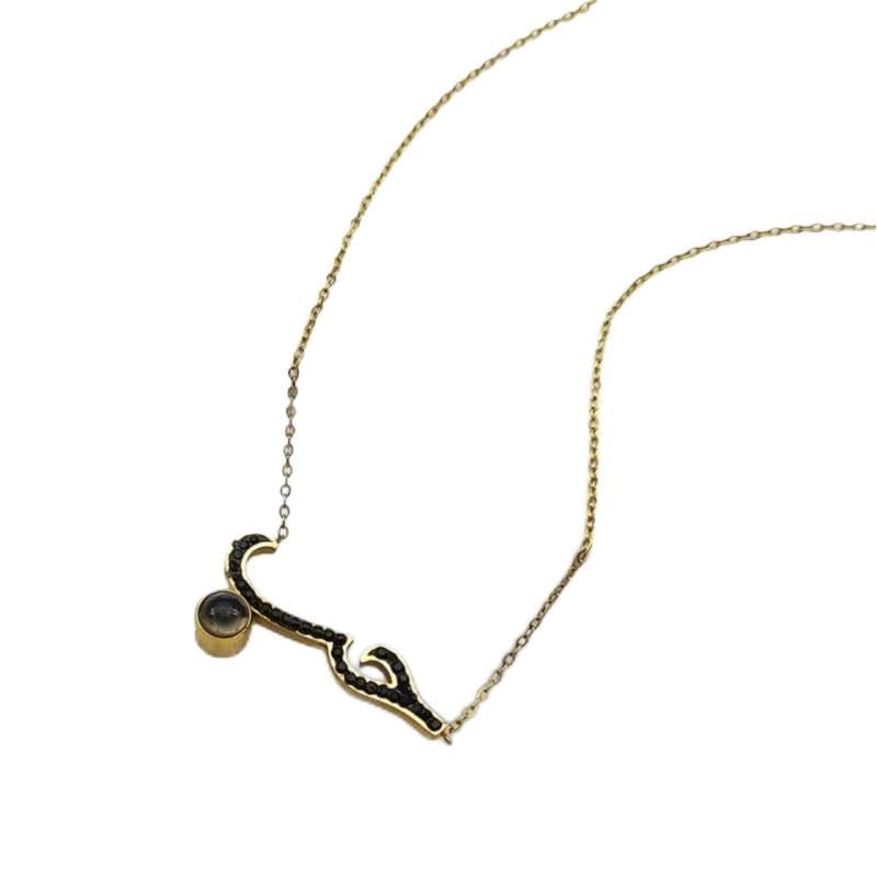 Collier lettre d'amour arabique en acier doré pour femme
