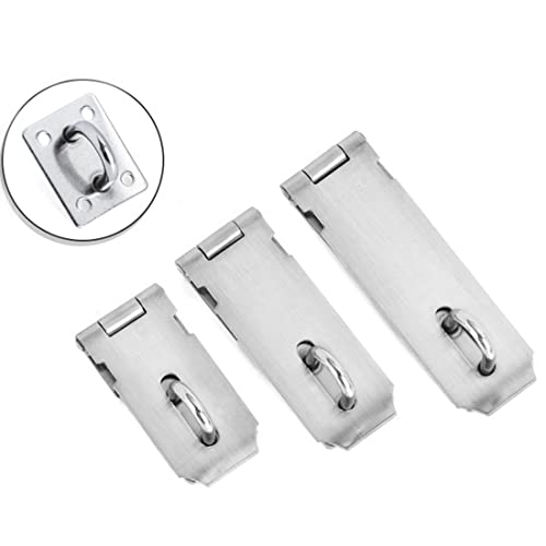 Image of 2 Pack Door Locks Hasp Latch,Stainless Steel Safety Clasp Hasp Lock Latch,Extra Thick Gate Lock Hasp with Screws Brushed Finish for Small Doors, Cabinets and More (Silver, 4IN)
