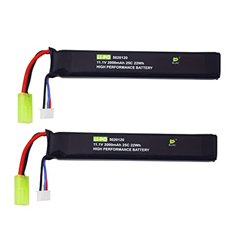 ZYGY 2PCS 3S 11.1V 2000mAh 5020120 Batterie au Lithium avec connecteur Odamiya pour Airsoft M4, Crane Stock, M110, G36, M14, L85, AUG, G3 Airsoft Gun Pistolet Airsoft Rifle