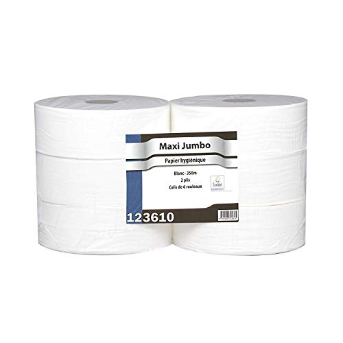 Papier toilette Maxi Jumbo - 6 Rouleaux de 350 m - 2 plis - Le Pro du Médical