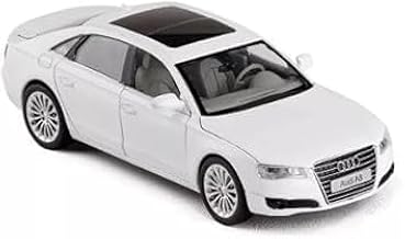 1/24 Big Audi A8 Toy Car Metal Pull Back Diecast Car with Openable Door and Sound Light, Gifts Toys for Kids (1/24 Big Audi A8 Toy Car White)