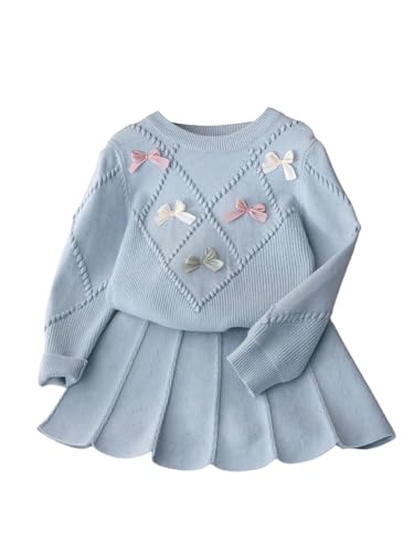 SHENHE Girl's 2 Piece Fall Outfits Crewneck Bow Sweater and