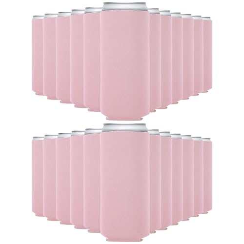 WhaleSiper Slim Can Koozies (25 Pack) Bulk Customizable, Blank Foldable Foam Insulators for Beer Bottles & 12oz Tall Cans, Sublimation/HTV-Ready for Beer, Seltzer & White Claw (Blush)