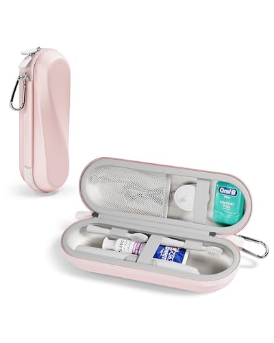 ProCase 歯ブラシケース 携帯用 旅行用 防水ハードケース Oral-B Philips対応 - ピンク（L） | 電動歯ブラシケース,アクセサリー収納付き,多機能,軽量,耐久性,持ち運び便利,出張や旅行に