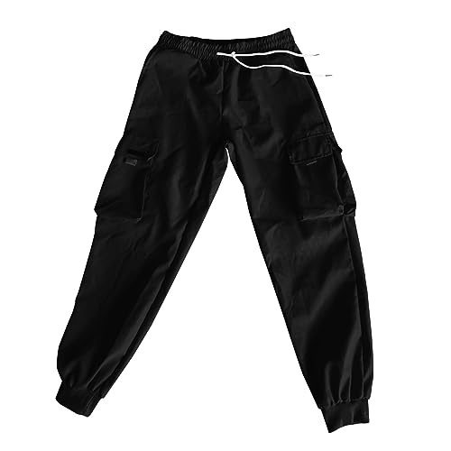 Mens Casual Cargo Pants Flat Pocket Parachute Pants Street Y2K Pants Drawstring Trouser2