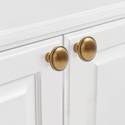 BUKOBYHE 10 Pack Kitchen Cabinet Knobs Antique Brass Cabinet Knobs Vintage Drawer Knobs Kitchen Hardware - image 3