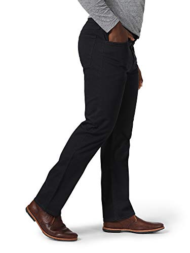 Calça de sarja masculina Wrangler Authentics de ajuste reto, Caviar, 30W x 30L