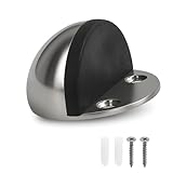 Floor Mounted Door Stops, Stainless Steel Door Stoppers for Floor, Floor Door Stop Mounted Half Moon, with Screws, for Hard Floor Concrete Floor(Silver,1 Pcs)