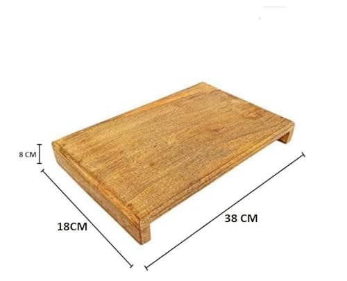 Image of Natural Wood Mango Wood Pidha /Wooden Stool /Puja Chowki /Puja Asana /Puja Bajot, (38X18X8 CM) (15X7X3 INCH)