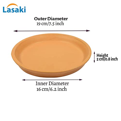 Image of Lasaki Round Ginger Ceramic Bottom Trays /Plate for Planter (6-inch, Set of 2) | Dripping Tray for Pots, Tray for Indoor & Outdoor Planters, Home Decor