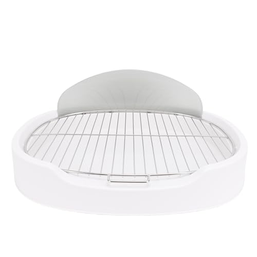 Dog Potty Tray with Baffle, Stainless Steel Pee Pad Holder Indoor Potty Tray Dog Litter Box Dog Potty Training Tray Tray Dog Toilet for Indoor (White)