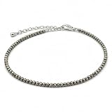 PRAJET CRYSTALS Tobillera de pirita para mujeres y hombres, pulsera de tobillo con cuentas de cristal de pirita natural, piedra de riqueza, prosperidad y protección, One size, Cristal, Ágata