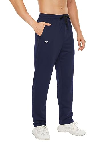Pdbokew Men's Running Pants Lightweight Athletic Pants With Zipper Pockets Navy #TOP25