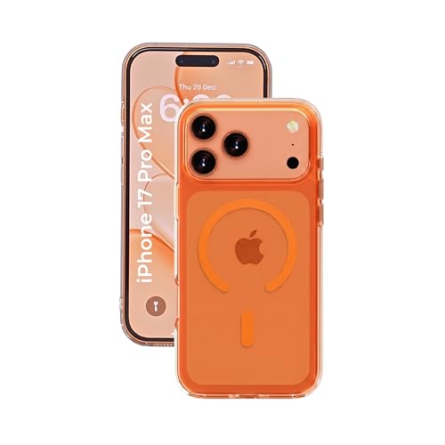 Image of Crystal Orange Magnet Case for iPhone 17 Pro Max, Premium Polycarbonate, Ultra Strong Magnets, 360 Drop Protection, Raised Camera Protection, MagSafe Compatible