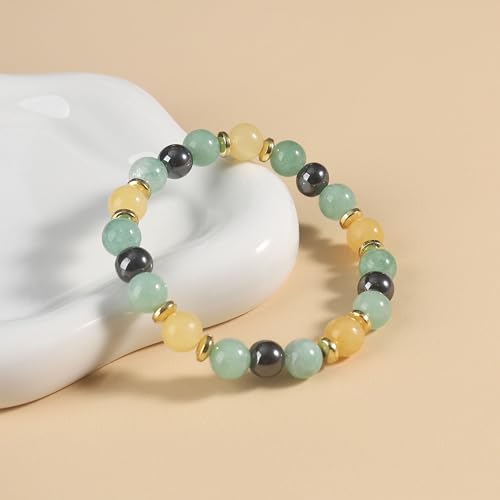 Wealth Crystal Healing Bracelet, 4 Gemstones with Citrine, Aventurine, Pyrite, Hematite, 7.8 inch3