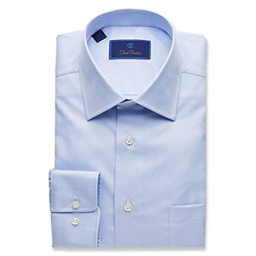David Donahue Men's Twill Regular Fit Dress Shirt 15-34/35 Blue #TOP23