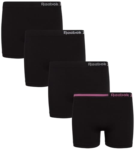 Reebok Girls Bike Shorts - 4 Pack Stretch Performance Dance Cartwheel Shorts for Girls - Seamless Underwear Shorties (6-16)