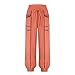 Shusuen Womens Barrel Pants Drawstring Wide Leg Sweatpants Baggy Summer Lounge Pants Casual Beach Trousers（4-Watermelon Red,XX-Large）