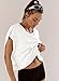Kumufenc Women Short Sleeve Workout Shirts Open Back Tops Casual Yoga Y2k Athletic Gym Slouchy Crop Running Tees(White,M)