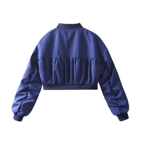 Image of WELAKEN Lightweight Multiple Pockets Zip Up Bomber Jacket for Girls Toddler & Kids II Little Girl's Casual Flight Crop Jacket