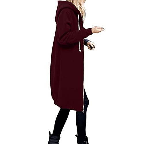 Women's Zip Up Long Hoodies Long Sleeve Drawstring Hooded Sweatshirts 2025 Fall Oversized Fleece Jackets with Pockets