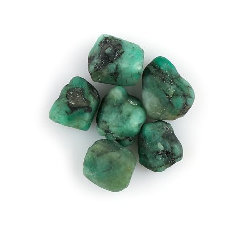 CRYSTALINES (50cts) Natural Raw Emerald Gemstones, Wholesale Rough Stones Supplies, DIY Jewelry Making, May Birthstone, Unpolished Healing Crystals, Loose Bulk Lot, Gem Collection (Approx. 8-10pcs)