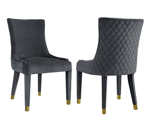 Diamond Gray Velvet Armless Dining Chairs Set Of 2 #TOP12
