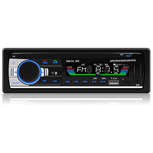 1 Din Autoradio Bluetooth - Poste FM Radio Voiture Bluetooth avec 7 rétro-éclairages colorés - USB/AUX in/SD Card/MP3/WMA/WAV/FLAC