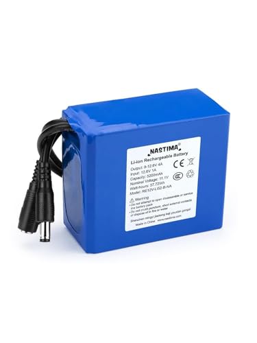 NASTIMA Batería Recargable de Iones de Litio de 12V 5200mAh CC, para Cámaras Inalámbricas, Videocámaras, Reproductores MP3, órgano Electrónico