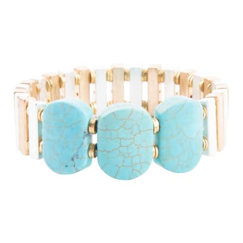 Barse Jewelry Pueblo Blue Magnesite Slim Stretch Bracelet4