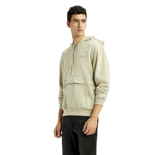 Image of Levis Men's Brand Logo Beige Hooded Sweatshirt