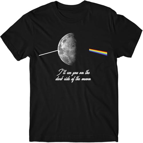 YISHUN T Shirt I'Ll See You On The Dark Side Fit Casual Graphic Short Sleeve Tops Black S