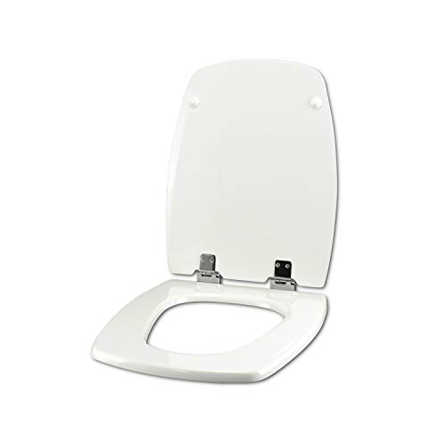 Abattant de WC en bois revêtu de polyester pour GEBERIT ALLIA CHEVERNY Blanc charnière chrome normale ou ralentie soft close - Fermeture éclair / fermeture : normale