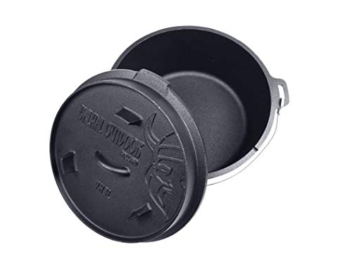 Valhal Outdoor - Dutch Oven - Gusseisen Topf 8L - Schwarz - Mit Thermometeraussparung