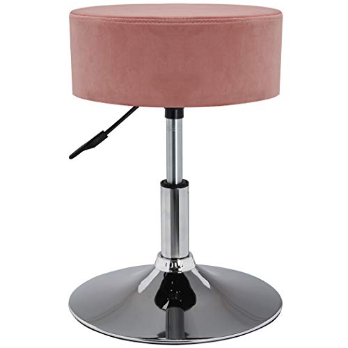 Taburete Giratorio de Escritorio Oficina Cuero sintético Tela Ajuste de Altura giratoria seleccion de Color Duhome 428S, Color:Rosa, Material:Terciopelo Cover