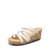 DREAM PAIRS Dressy Wedge Sandals for Women Casual Summer, Comfort Cork Strappy Platform Slides Sandals,Sdpw2419w, Size 8 White