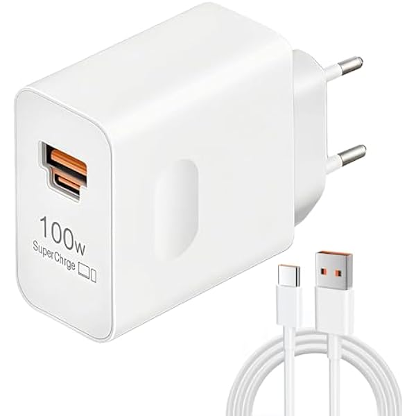 SuperCharge 100 W szybka ładowarka do Honor i Huawei USB C 2 porty ładowarka z kablem USB C 2 M 6 A do Honor Magic 7 Pro 6 Lite/Honor 200, 400 Pro/Mate 70, 60, 40, 30, P60, P40