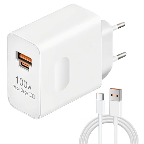 Caricabatterie rapido Supercharge da 100 W per Honor e Hua-wei Caricabatterie USB C a 2 porte con cavo USB C da 2 m 6 A per Honor Magic 7 Pro 6 Lite/Honor 200, 400 Pro/Mate 70, 60, 40, 30, P60, P40