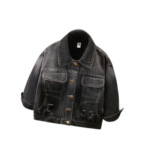 MW&FOFJR Girls Boys Denim Jacket Ripped Denim Coat Casual Outerwear School Travel Teen Jean Coat