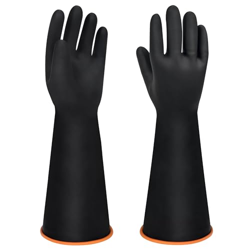 18" XL Size Latex Chemical Resistant Gloves, Reusable Heavy ...
