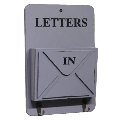 LALADEFIEE Appendi Chiavi da Parete Vintage in Legno Mensola e 2 Ganci Portaoggetti per Ingresso e Soggiorno Organizer Porta Chiavi e Posta Stile Retrò Ecologico