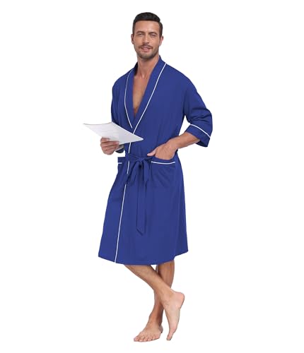 Bata de baño de algodón suave para hombre: bata de ducha ligera estilo kimono CF 2