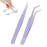 Pinzetten für Scrapbooking-Aufkleber, Pinzetten für Scrapbooking-Zubehör – Wimpernpinzette, 2 Stück, gerade Pinzette | einfarbig mit Deckel, Abziehbild aus Edelstahl