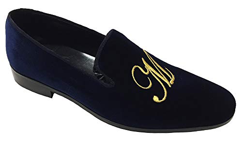 Zapatos de terciopelo azul oscuro con bordado personalizado: el regalo en talla 41