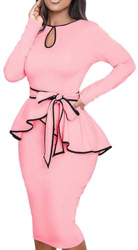 Image of Women's Bodycon Vintage Dresses Elegant Peplum Dresses for Women Business Work Office