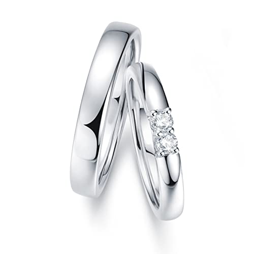 Wsx 0.1Cttw Real Diamond Silver Rings For Couples Wedding Promise Anniversary Matching Rings, Polished Finish #TOP1
