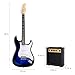 Besyou 39 Inches Full Size Electric Guitar Beginner Electric Guitar Kits with 10W Amp Classic SSS Pickup Complete with Gig Bag Tuner Capo Strap Picks Guitar String Winders Blue