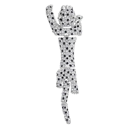 Image of Rhinestone Leopard Brooch Pin Retro Crystal Enamel Animal Cheetah Shoulder Brooch for Men Women