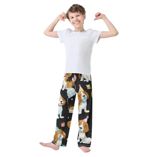 ZZXXB Birthday Beagle Balloon Boys Long Pants Soft Trousers Elastic Waist Kids Lounge Bottoms with Pockets S-XL3